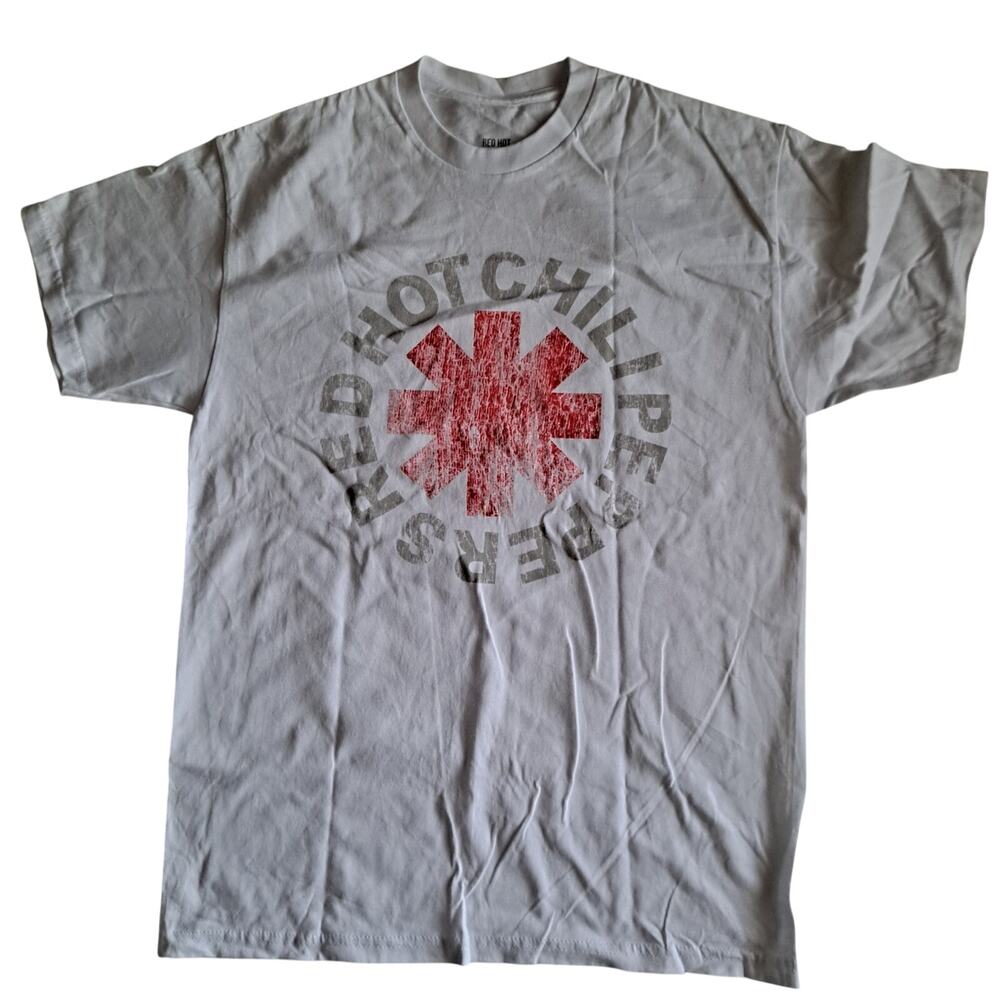 Red Hot Chili Peppers Distressed Graphic T-Shirt Funk Rock White Mens Sz SM NWOT
